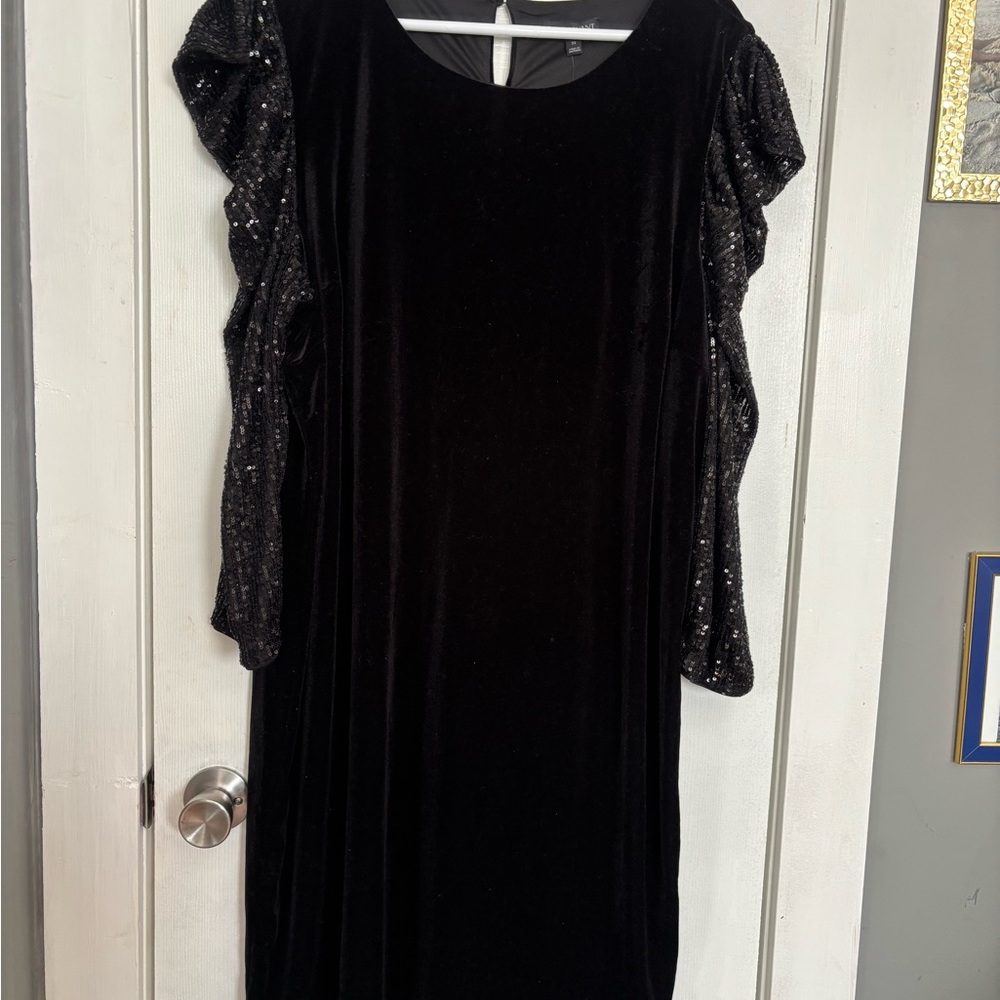 Lane Bryant Black Dress with Sequin Sleeves
